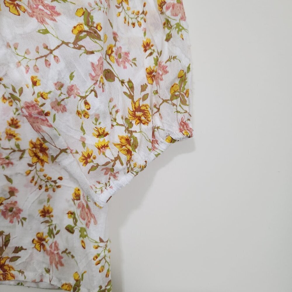 Hester & Orchard Size S Floral Multicolor Boho 3/4 Sleeve Women's Top Blouse - Picture 7 of 10